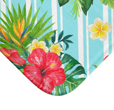 Tropical Floral Shower Curtain Pink Green Yellow Flowers Leaves Hawaii Beach Bathroom Decor Bath Mat Modern Guest Girls Bathroom P105
