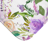 Floral Shower Curtain Purple Lavender Green Leaves  Flowers Bathroom Decor Bath Mat Modern Watercolor Guest Bathroom Girls Bathroom P106
