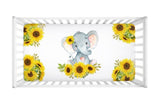 Sunflower Elephant Baby Girl Nursery Decor Collection Baby Shower Gift Set: Crib Sheet,16x16 Throw Pillow,3(11x14) Unframed Wall Art