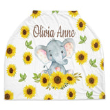 Sunflower Elephant Baby Car Seat Cover Canopy  Floral Girl Baby Shower Gift Shopping Cart Highchair Nursing Privacy Carseat Cover C108