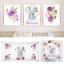 Elephant Purple Lavender Lilac Floral Baby Girl Nursery Collection Baby Shower Gift:Crib Sheet,16x16 Throw Pillow,3(11x14) Unframed Wall Art