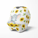 Sunflower Elephant Baby Car Seat Cover Canopy  Floral Girl Baby Shower Gift Shopping Cart Highchair Nursing Privacy Carseat Cover C108