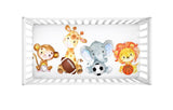 Safari Animals Sports Crib Sheet Jungle Sports Balls Baby Shower Gift Nursery Crib Mattress Cover Lion Monkey Elephant Giraffe C128