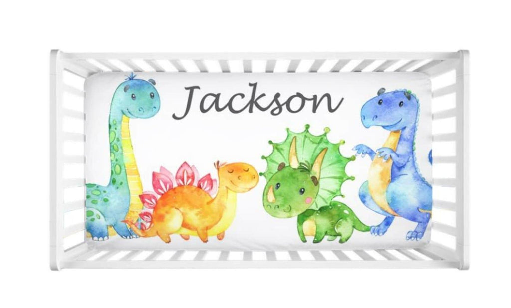 Watercolor Dinosaur Crib Sheet