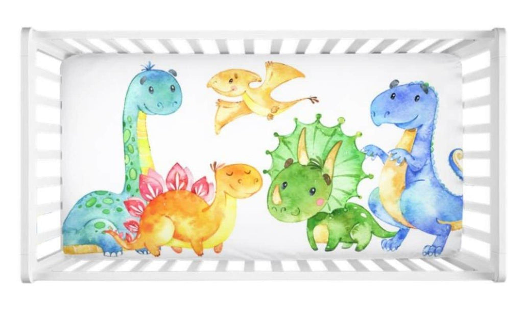 Dinosaur Boy Nursery Decor Collection Set Dinosaur Baby Shower Gifts: Crib Sheet,16x16 Throw Pillow,3(11x14) Unframed Wall Art