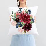 Burgundy Red Blush Pink Navy Blue Floral Girl Nursery Decor Gift Collection: Crib Sheet,16x16 Throw Pillow,3(11x14) Unframed Wall Art