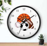 Sports Balls Wall Clock, Sports Kids Boy Bedroom Wall Decor Basketball Soccer Baseball Soccer T115
