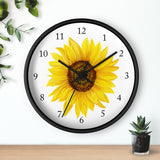 Sunflower Floral Wall Clock, Floral Nursery Wall Clock, Girl Bedroom Decor