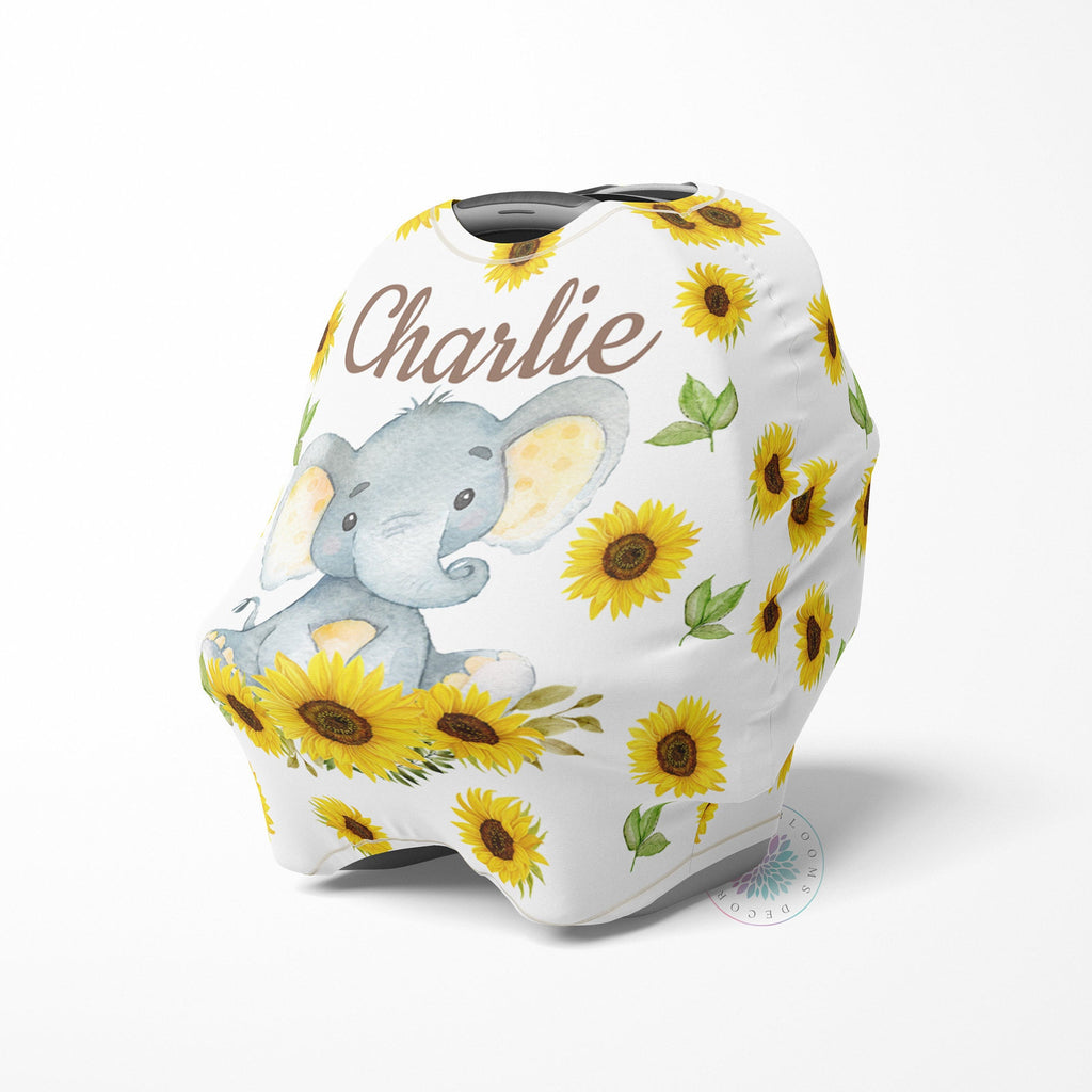 Sunflower Elephant Baby Car Seat Cover Canopy Floral Girl Boy