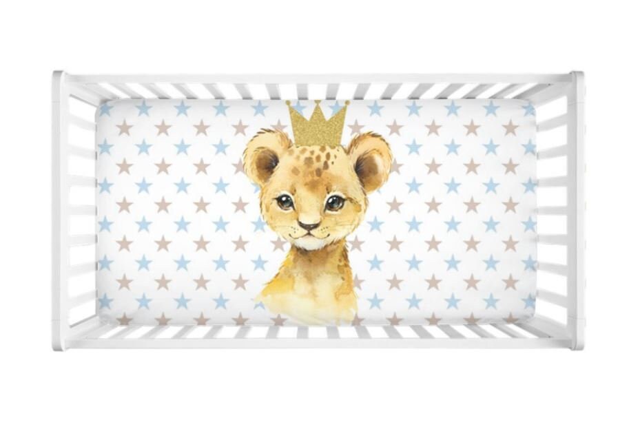 Lion Baby Crib Sheet ,Jungle Animals Safari Newborn Baby Shower Gift Animals Nursery Crib Bedding Mattress Cover C162