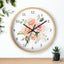 Floral Wall Clock, Peach Blush Pink Watercolor Flowers Nursery Wall Clock, Baby Girl Bedroom Wall Decor T133