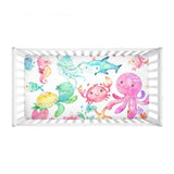 Sea  Animals Under The Sea Baby Girl Ocean Nursery Baby Shower Gifts:Crib Sheet,16x16 Throw Pillow,30x40 Minky Blanket,3(11x14) Wall Art