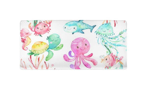 Sea Animals Changing Pad Coveer, Under The Sea Watercolor Sea Turtle Octopus Jelly Fish Crab Sea Horse  C167