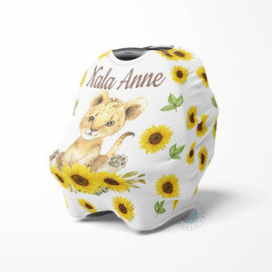 Lion Sunflowers Baby Car Seat Cover Canopy  Floral Girl Baby Shower Gift Shopping Cart Highchair Nursing Privacy Carseat Cover C147