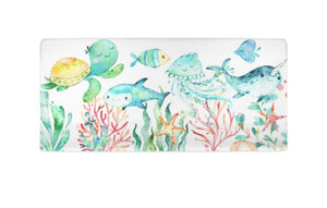 Sea Animals Changing Pad Cover, Under The Sea Watercolor Turtle Jelly Fish Narwhal Shark  C169