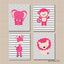 Jungle Animals Girl Nursery Decor Wall Art Pink Gray Chevron Stripes Baby Girl Bedroom Decor Baby Shower Gift Modern  C510