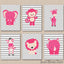Jungle Animals Nursery Wall Art Pink Gray Safari Nursery Wall Art Zoo Animals Nursery Wall Art Pink Gray Animals Wall Art Decor 510