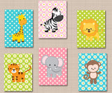 Jungle Animals Nursery Wall Art Safari Nursery Wall Art Girl Animals Nursery Wall Art Safari Nursery Decor Lion Monkey Elephant 503-Sweet Blooms Decor