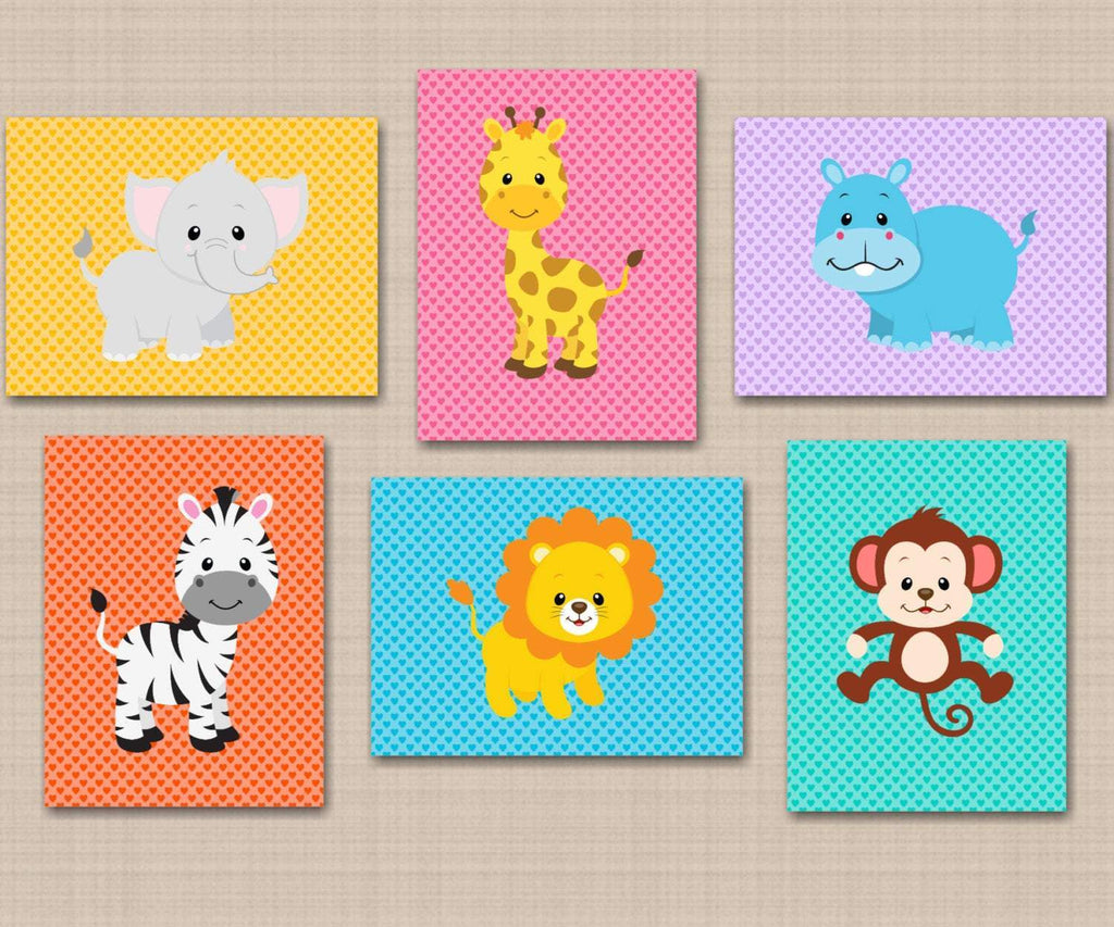 Jungle Nursery Decor,Animals Nursery Wall Art,Safari Nursery Wall Art,Safari Nursery Monkey Lion Giraffe Elephant Neutral Boy Girl C263-Sweet Blooms Decor