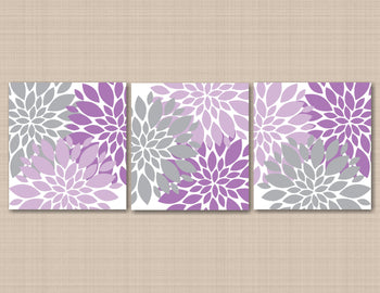 Lavender Gray Wall Art,Purple Gray Floral Wall Art,Purple Gray Wall Decor,Lavender Floral Wall Art,Purple Floral Art Custom Colors