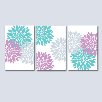 Lavender Teal Bedroom Wall Art, Lavender Teal Floral Wall Art, Lavender Floral Wall Art, Lavender Nursery Wall Art-   