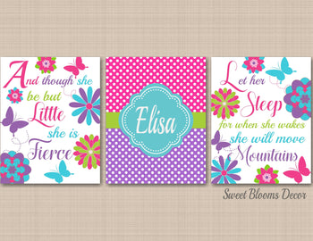 Let Her Sleep When She Wakes Though She Be Little She Is Fierce Girl Flowers Butterflies Bedroom Baby Girl Nursery C588-Sweet Blooms Decor