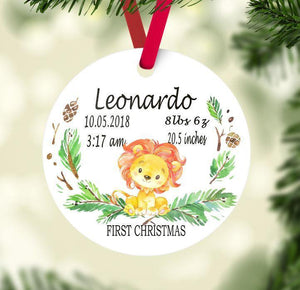 Lion Baby Christmas Ornament Animals Personalized Baby Boy Girl 1st First Christmas Baby Shower Gift New Baby Lion Kids Gift 158