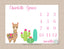 Llama Milestone Blanket Fiesta Cactus Monthly Growth Tracker Newborn Baby Girl Name Blanket Baby Shower Gift Succulent B738