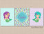 Mermaid Nursery Wall Art Purple Teal Mermaids Scales Chevron Girl Bedroom Decor Monogram Name Bathroom Wall Art  C340