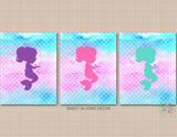 Mermaid Scales Wall Art Mermaid Watercolor Purple Teal Pink Decor Girl Bedroom Guest Bathroom Wall Art PRINTS OR CANVAS C835-Sweet Blooms Decor