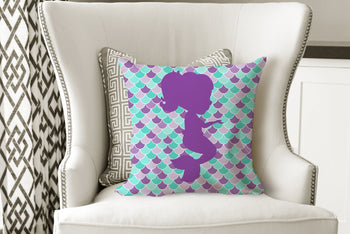 Mermaid Throw Pillow Purple Teal Aqua Mermaid Pillow Mermaid Bedroom Decor Mermaid Nursery Decor Mermaid Girl Room Decor Sea Animals Ocean-Sweet Blooms Decor