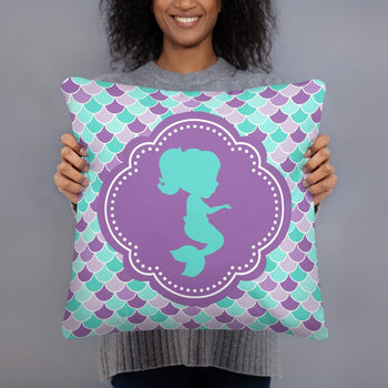 Mermaids Throw Pillow Purple Teal Aqua Mermaid Scales Pillow Bedroom Decor Nursery Decor Girl Room Decor 