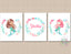 Mermaids Wall Art Mermaid Name Room Decor Bathroom Decor  Teal Aqau Pink Watercolor Mermaid Nursery Girl Bedroom  758