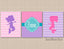 Mermaids Wall Art Pink Purple Teal Mermaid Kids Bedroom Decor Chevrom Monogram Nursery Decor Twins Sisters  UNFRAMED C387
