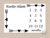 Milestone Blanket Arrows Blanket Monthly Personalized Woodland Arrows Months Baby Name Monthly Growth Tracker Baby Shower Gift B528