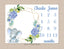Milestone Blanket Elephant Boy Blue Floral Personalized Monthly Blanket Newborn Baby Blanket Watercolor Flowers Wreath Baby Shower Gift 1006