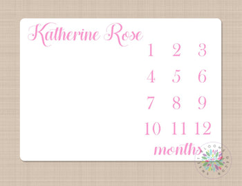 Milestone Blanket Girl Personalized Baby Blanket Pink Monthly Growth Blanket Photo Prop Newborn Baby Girl Baby Shower Gift Name Blanket B417