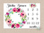 Milestone Blanket Personalized Pink Watercolor Flowers Wreath Monthly Growth Photo Prop Newborn Baby Girl Name Baby Shower Gift B494