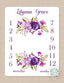 Milestone Blanket Purple Floral Wreath Baby Blanket Flowers Girl Blanket Monthly Growth Tracker Newborn Baby Girl Name Baby Shower Gift B189