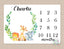 Milestone Blanket Safari Animals Baby Blanket Animals Monthly Growth Tracker Floral Monogram Blanket Animals Newborn Baby Blanket  Gift B181