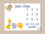 Milestone Blanket Safari Animals Baby Boy Blanket Jungle Zoo Monthly Growth Tracker Personalized Blanket Newborn Baby Shower Gift B156