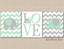 Mint Gray Elephants Nursery Wall Art Chevron Love Hearts Baby Bedroom Decor Bay Shower Gift Modern Mint Green C141