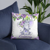 Elephant Purple Floral Nursery Pillow Nursery Decor Nursery Decor P201