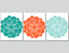 Modern Wall Art,Orange Aqua Teal Wall Art, Orange Floral Wall Art,Turquoise Orange Wall Decor,Orange  Aqua Bathroom Wall Custom Colors