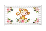 Monkey Floral Baby Girl Crib Sheet Blush Pink Flowers Nursery Bedding C117-Sweet Blooms Decor