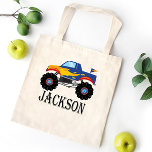 Monster Truck Tote Bag Personalized Kids Canvas School Bag Custom Preschool Daycare Toddler Beach Tote Bag Birthday Gift Library T125-Sweet Blooms Decor