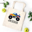 Monster Truck Tote Bag Personalized Kids Canvas School Bag Custom Preschool Daycare Toddler Beach Tote Bag Birthday Gift Library T125