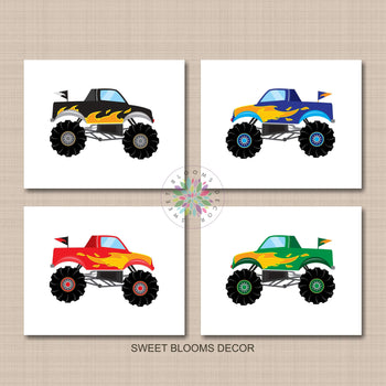 Monster Trucks Kids Wall Art Monster Trucks Boy Bedroom Decor Baby NurseryTrucks Kids Wall Art Trucks Playroom Wall Art 811-Sweet Blooms Decor