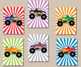 Monster Trucks Kids Wall Art Trucks Kids Bedroom Decor Transportation Nursery Red Blue Green Orange Playroom Wall Art C393-Sweet Blooms Decor