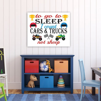 Monster Trucks Wall Art , To go to Sleep I counts Cars & Trucks CANVAS